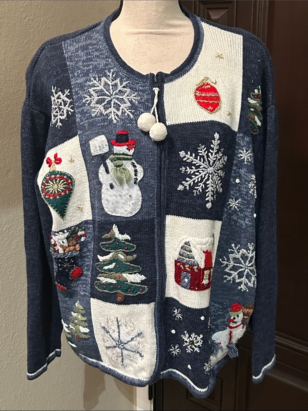 Vintage Christmas Zip Up Cardigan